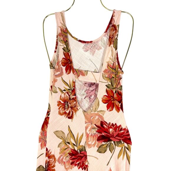 Anthropologie Paper Heart Pink Floral Linen Sleeveless Maxi Dress Size XS - Picture 2 of 8